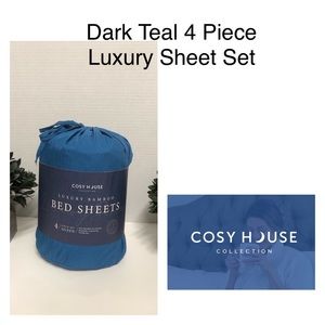 Cosy House Luxury Bamboo QUEEN Sheet Set DARK TEAL Hypoallergenic Microbial New